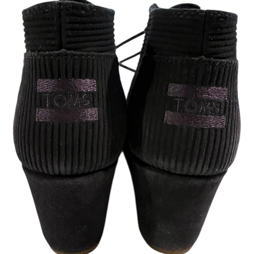 Toms Desert Blue Suede Corduroy lace-up Wedge Ankle Booties - Picture 4 of 8